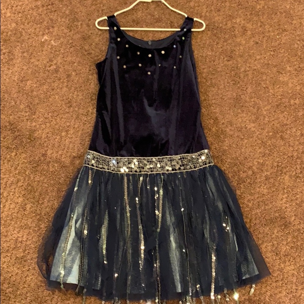 Navy velvet and sequin dress